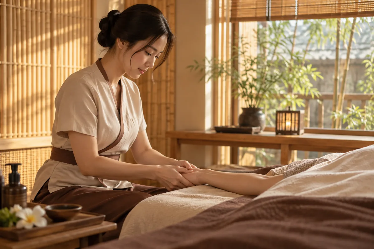 감성힐링 안내용 마사지 연출 장면