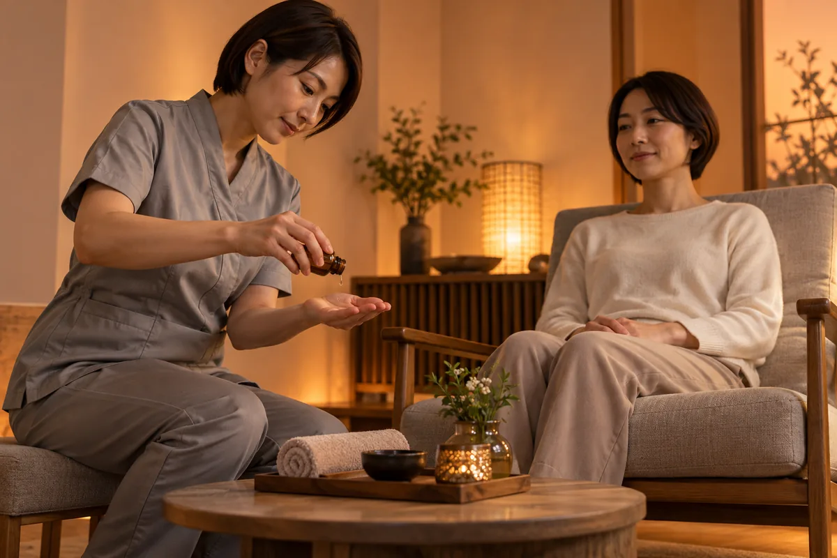 아로마 안내용 마사지 연출 장면